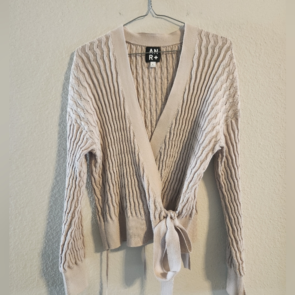 Alp N Rock ANR+ Sweater Womens L Tan Mallory Cardigan Knit Wrap Side Tie